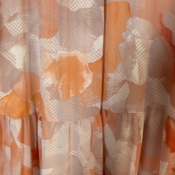 Express Mini Shift Dress Womens Size Large Floral Ruffle Neck Tiered Boho Fairy - Picture 9 of 11